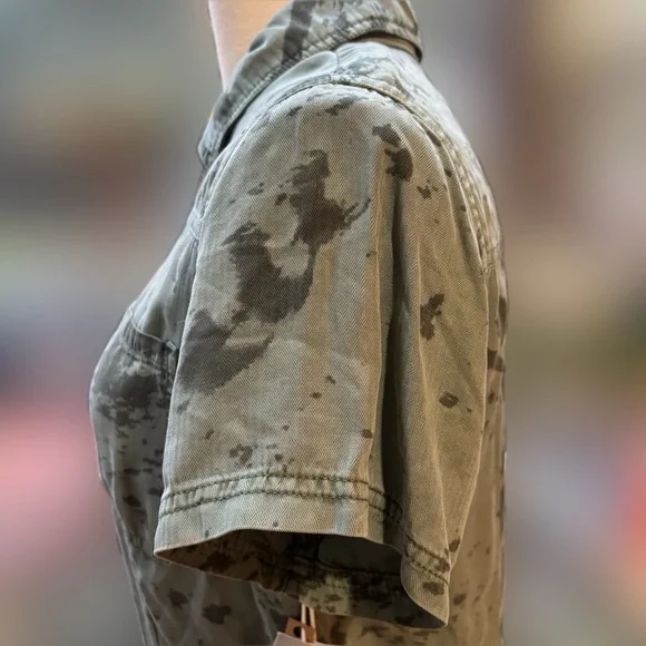 NWT Obey Army Green Camo Fatigue Zip Romper Jumpsuit One of a Kind Size L - Picture 7 of 10